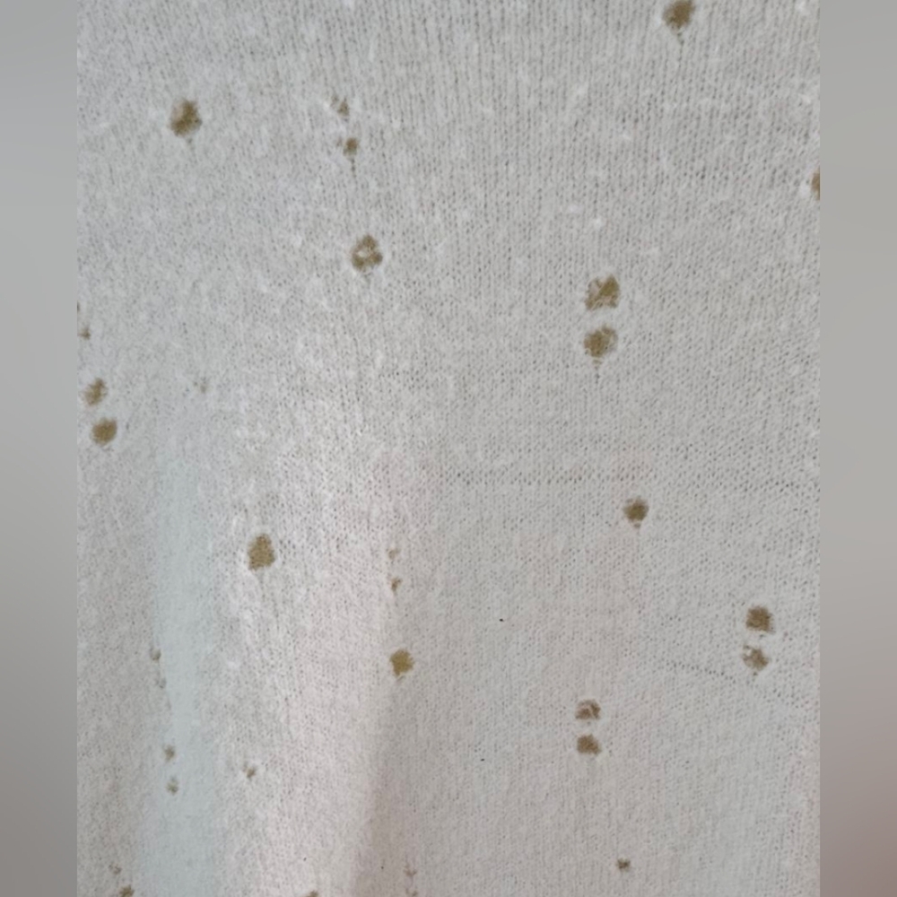 Gilded Intent - Fun Distressed Rugged Cream Sweater with Black Stripes - Picture 4 of 9